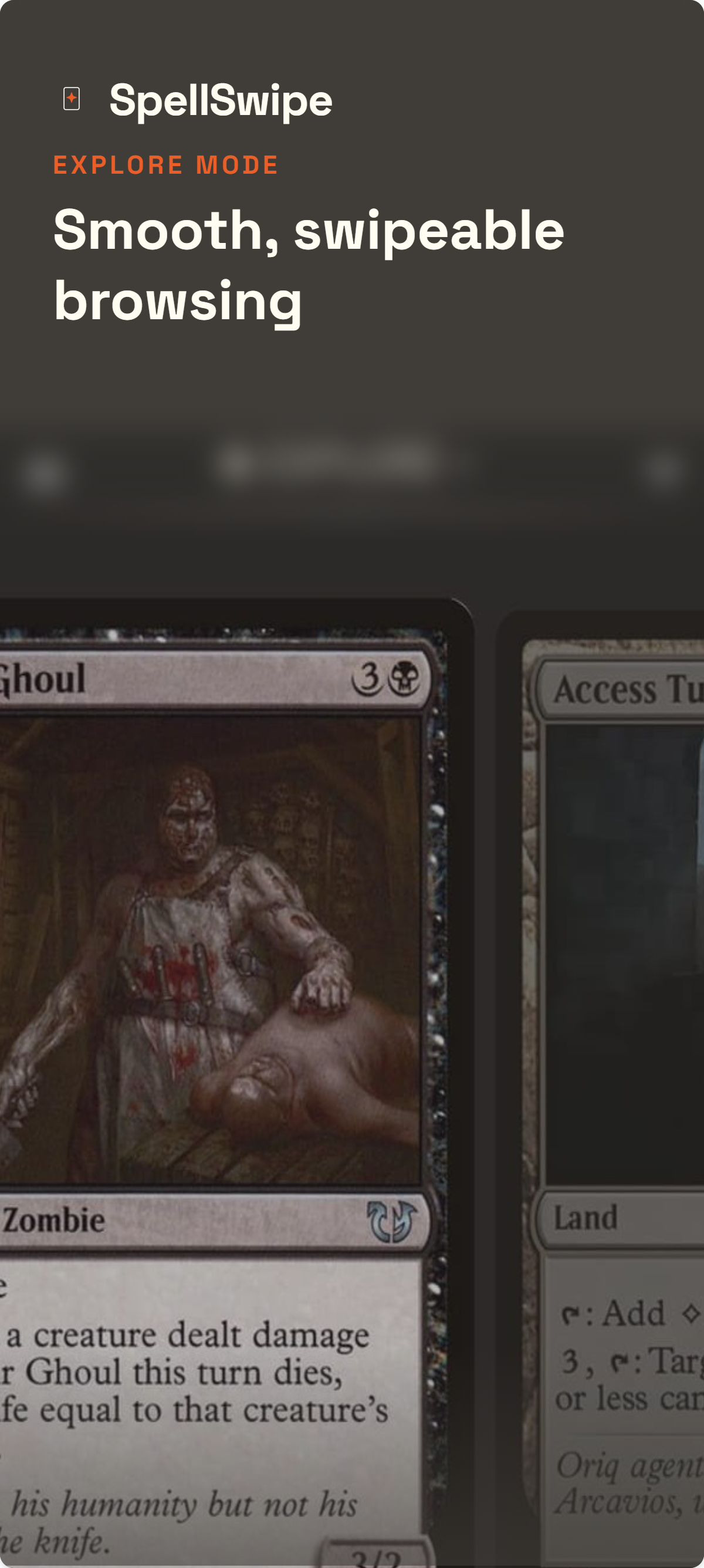 Explore mode swipe screen